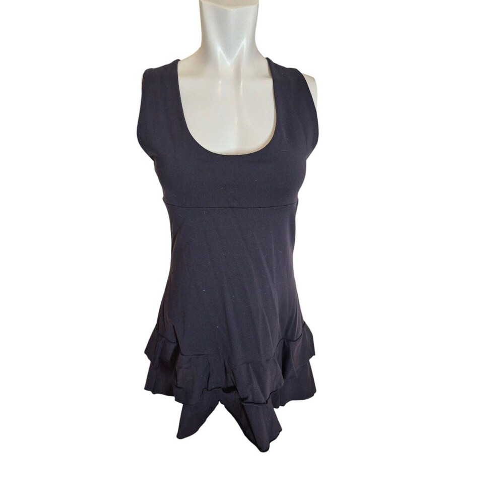 Biondo Beverly Hills Ruffled Scoop Dress Crisscross Stretch Jersey Black sz S/M